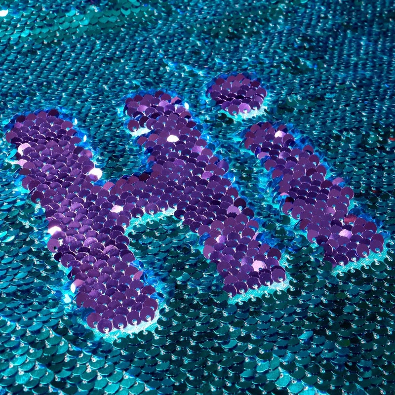 Partisout Reversible 5mm Sequin Fabric | Turquoise to Purple Two-Tone Mermaid Cloth | DIY Craft Material for Costumes, Wedding Decor, Cosplay | 1 Yard Premium Mesh Fabric - Image 1
